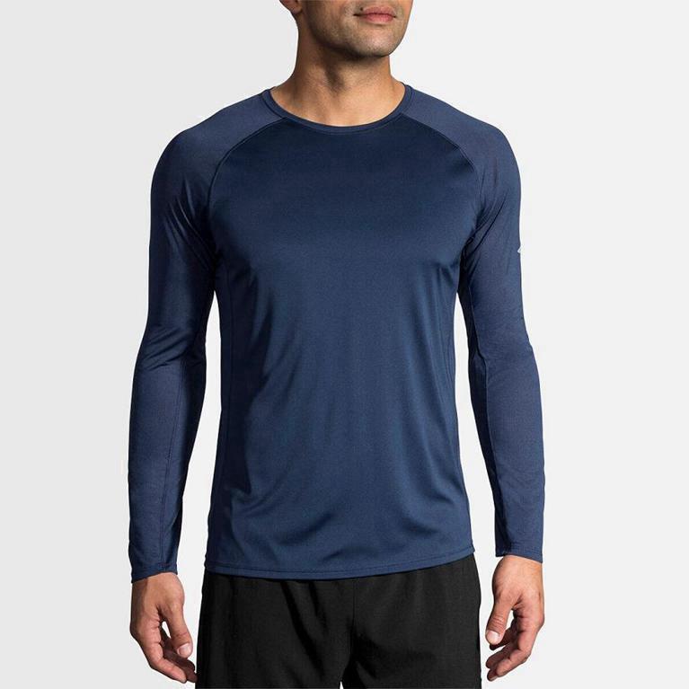 Brooks Stealth NZ - Men's Long Sleeve Running Shirt - Blue (21479-PXCO)